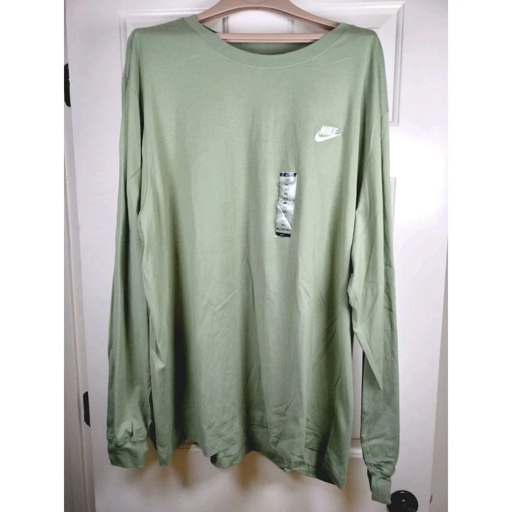 NWT Nike Sportswear Club Men's Long Sleeve T-Shirt 3XL Oil‎ Green AR5193-386